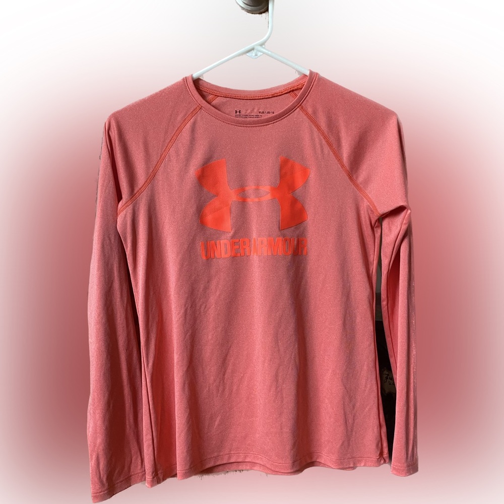Kids Under Armor Loose Heat Gear Coral Long Sleeve Shirt